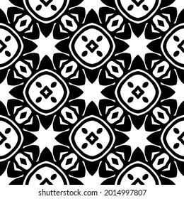 Seamless vector pattern in geometric ornamental style. Black and white pattern.