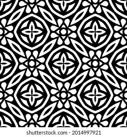 Seamless vector pattern in geometric ornamental style. Black and white pattern.