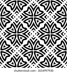 Seamless vector pattern in geometric ornamental style. Black and white pattern.