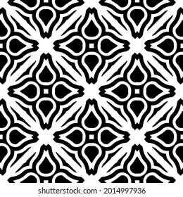 Seamless vector pattern in geometric ornamental style. Black and white pattern.