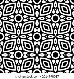 Seamless vector pattern in geometric ornamental style. Black and white pattern.