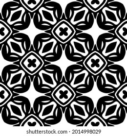 Seamless vector pattern in geometric ornamental style. Black and white pattern.