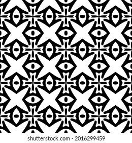 Seamless vector pattern in geometric ornamental style. Black and white pattern.
