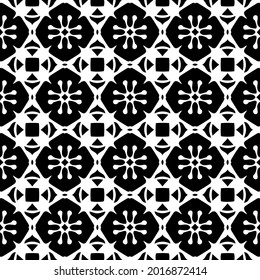 Patrón vectorial sin foco en estilo ornamental geométrico. Patrón blanco y negro.