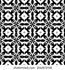 Seamless vector pattern in geometric ornamental style. Black and white pattern.