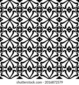 Seamless vector pattern in geometric ornamental style. Black and white pattern.