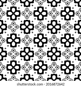 Seamless vector pattern in geometric ornamental style. Black and white pattern.