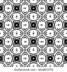 Seamless vector pattern in geometric ornamental style. Black and white pattern.