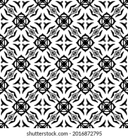 Seamless vector pattern in geometric ornamental style. Black and white pattern.