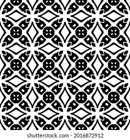 Seamless vector pattern in geometric ornamental style. Black and white pattern.