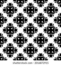 Seamless vector pattern in geometric ornamental style. Black and white pattern.