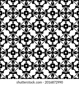 Seamless vector pattern in geometric ornamental style. Black and white pattern.