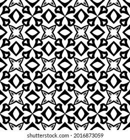Seamless vector pattern in geometric ornamental style. Black and white pattern.