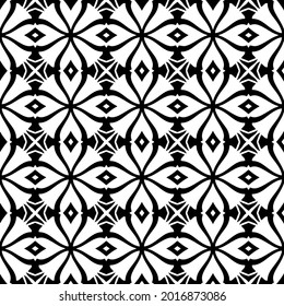 Seamless vector pattern in geometric ornamental style. Black and white pattern.