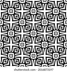 Seamless vector pattern in geometric ornamental style. Black and white pattern.