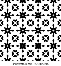 Seamless vector pattern in geometric ornamental style. Black and white pattern.