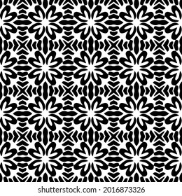 Seamless vector pattern in geometric ornamental style. Black and white pattern.