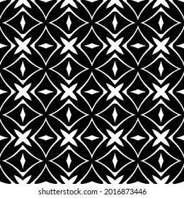Seamless vector pattern in geometric ornamental style. Black and white pattern.