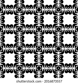 Seamless vector pattern in geometric ornamental style. Black and white pattern.