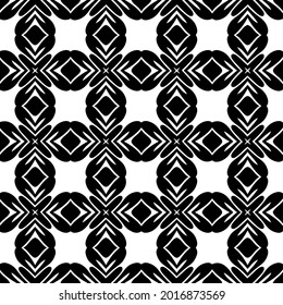 Seamless vector pattern in geometric ornamental style. Black and white pattern.