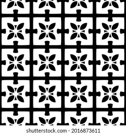 Seamless vector pattern in geometric ornamental style. Black and white pattern.