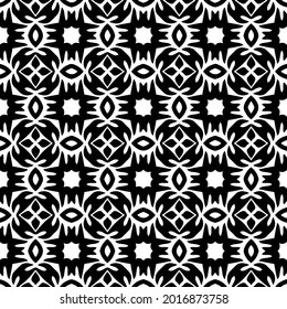Seamless vector pattern in geometric ornamental style. Black and white pattern.
