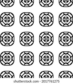 Seamless vector pattern in geometric ornamental style. Black and white pattern.
