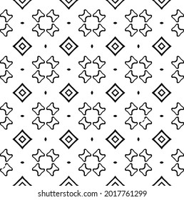 Seamless vector pattern in geometric ornamental style. Black and white pattern.