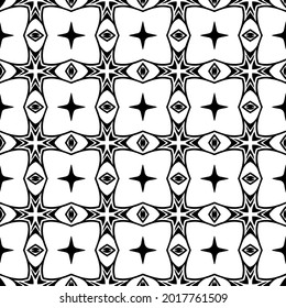 Seamless vector pattern in geometric ornamental style. Black and white pattern.