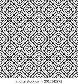 Seamless vector pattern in geometric ornamental style. Black and white pattern.