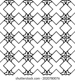 Seamless vector pattern in geometric ornamental style. Black and white pattern.