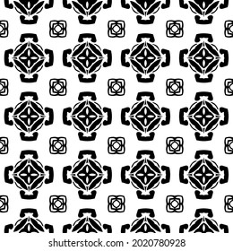 Seamless vector pattern in geometric ornamental style. Black and white pattern.