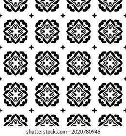 Seamless vector pattern in geometric ornamental style. Black and white pattern.