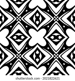 Seamless vector pattern in geometric ornamental style. Black and white pattern.