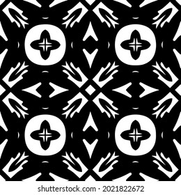 Seamless vector pattern in geometric ornamental style. Black and white pattern.