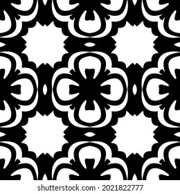 Nahtlose Vektormuster im geometrischen Zierstil. Schwarz-Weiß-Muster.