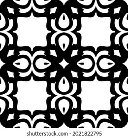 Seamless vector pattern in geometric ornamental style. Black and white pattern.