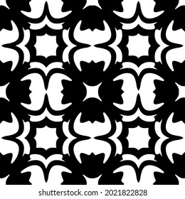 Seamless vector pattern in geometric ornamental style. Black and white pattern.