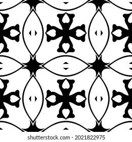 Seamless vector pattern in geometric ornamental style. Black and white pattern.