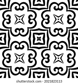 Seamless vector pattern in geometric ornamental style. Black and white pattern.