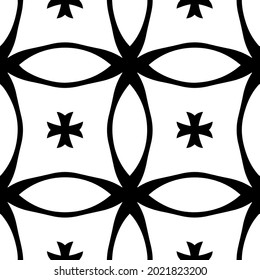 Seamless vector pattern in geometric ornamental style. Black and white pattern.