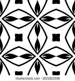 Seamless vector pattern in geometric ornamental style. Black and white pattern.