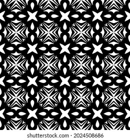 Seamless vector pattern in geometric ornamental style. Black and white pattern.