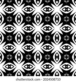 Seamless vector pattern in geometric ornamental style. Black and white pattern.