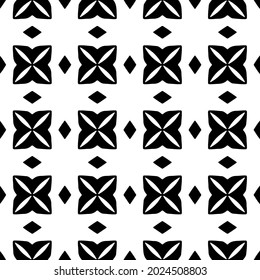 Seamless vector pattern in geometric ornamental style. Black and white pattern.