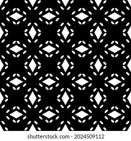 Seamless vector pattern in geometric ornamental style. Black and white pattern.