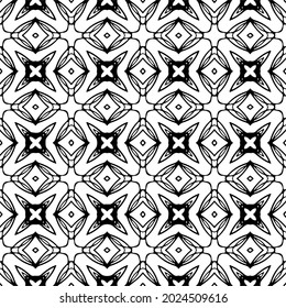 Seamless vector pattern in geometric ornamental style. Black and white pattern.