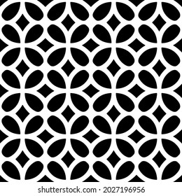 Seamless vector pattern in geometric ornamental style. Black and white pattern.