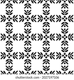 Seamless vector pattern in geometric ornamental style. Black and white pattern.