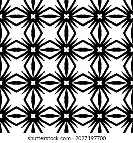 Seamless vector pattern in geometric ornamental style. Black and white pattern.